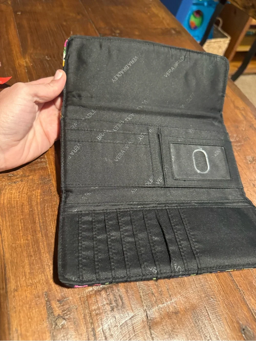 Vera Bradley Floral Quilted Wallet - Black Background - Picture 3 of 3